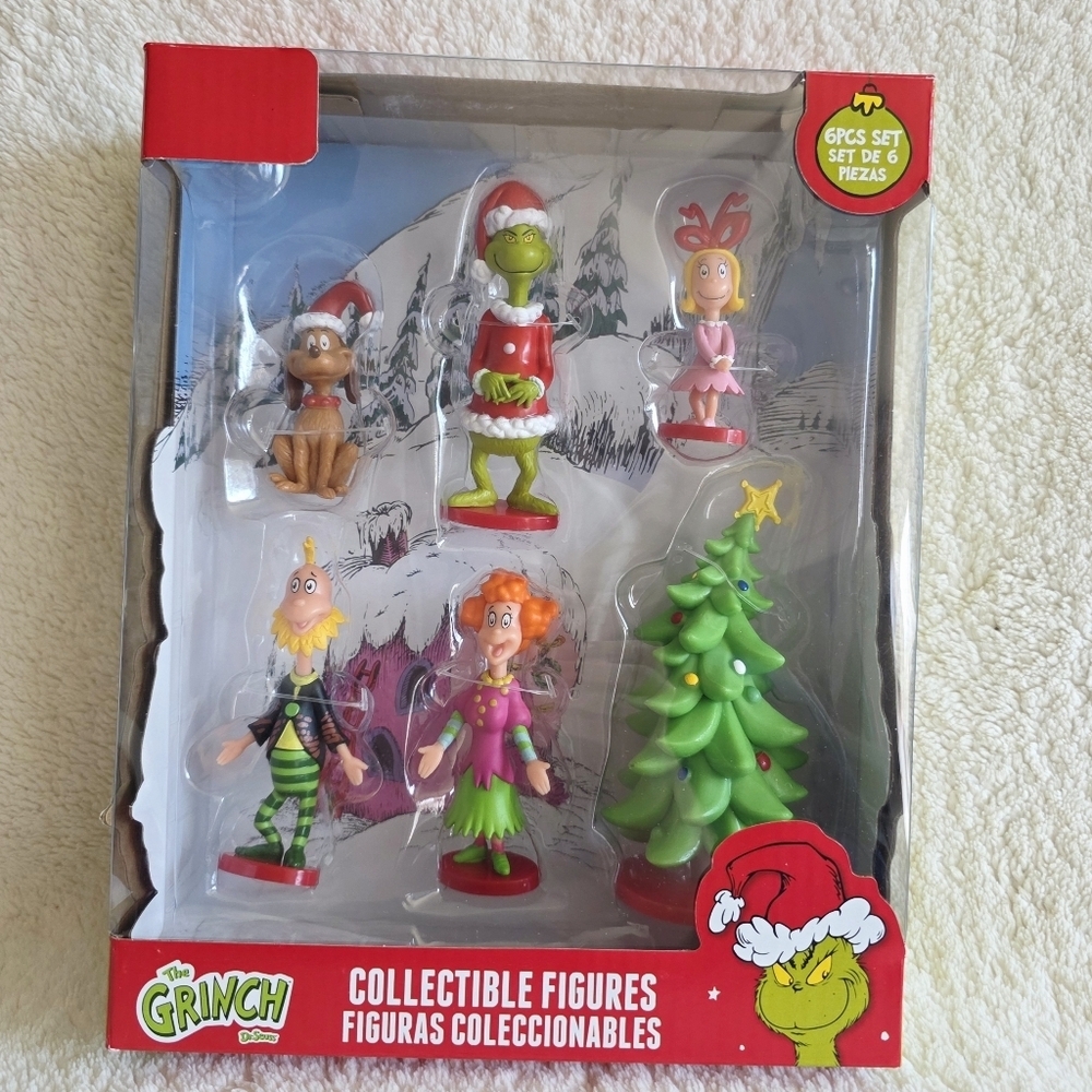 New dr. Seuss The Grinch Who Stole Christmas Collectible 6-Piece Figurine Set